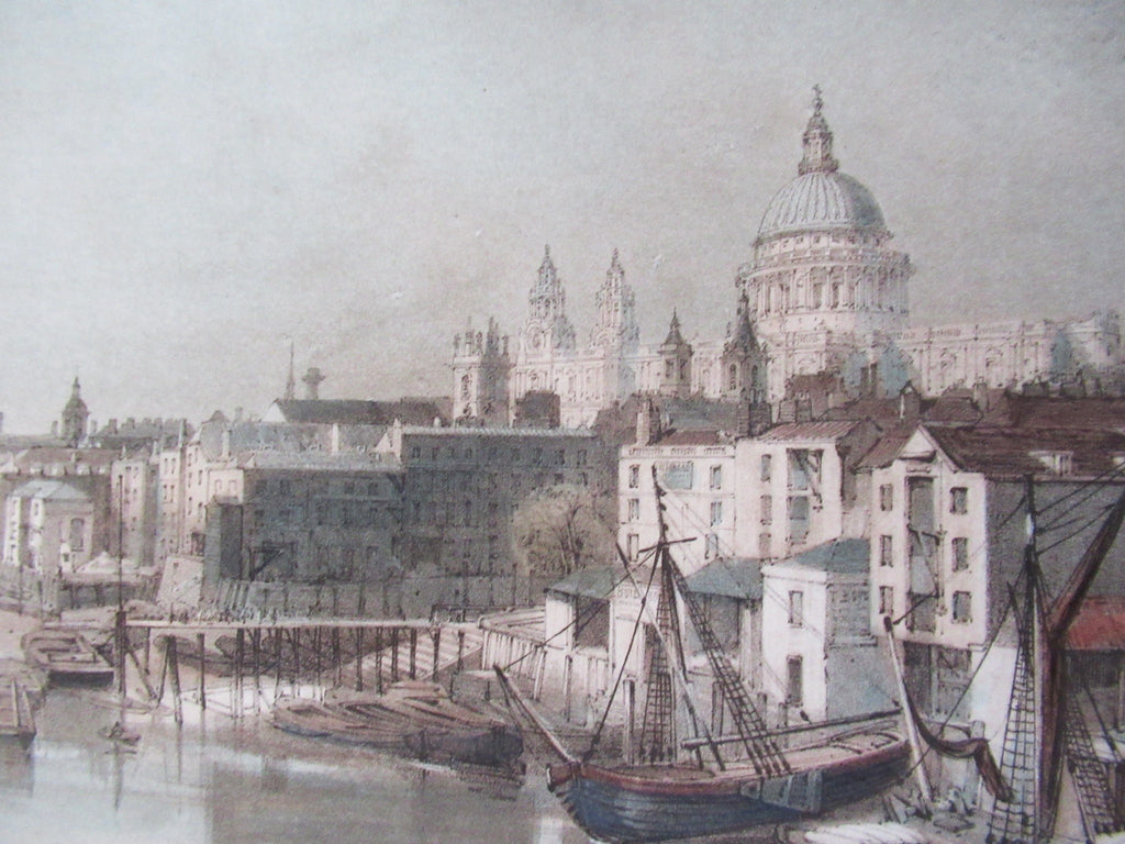 Thomas Shotter Boys 1842 pair of hand coloured prints views of the Thames London