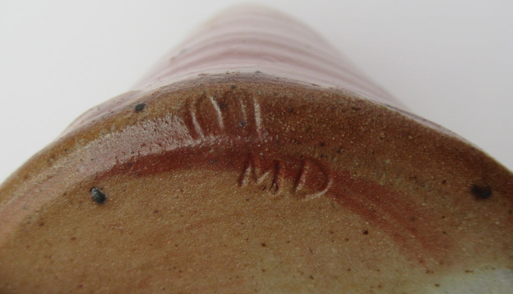 Micki Schloessingk , vintage studio pottery salt glazed vase or vessel, c1980