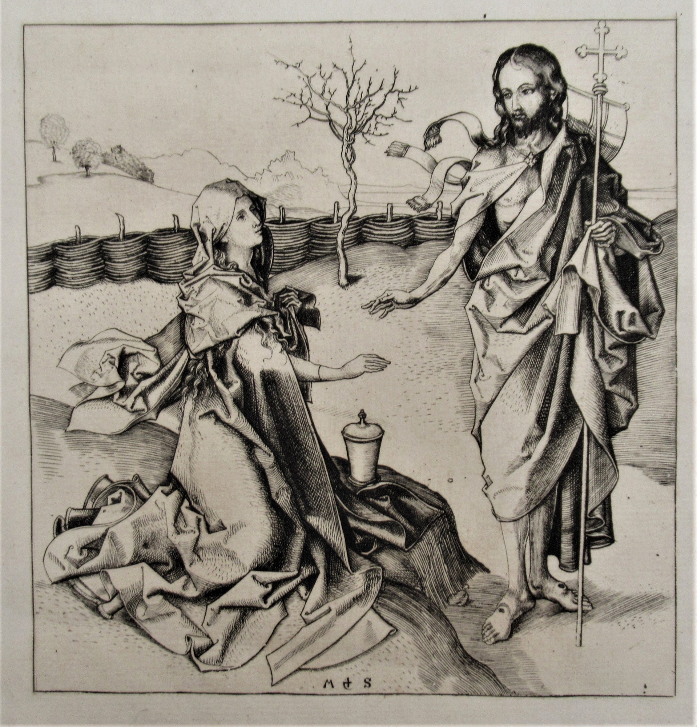 Martin Schoengauer, facsimile of woodcut c1490, published 1879, Christ and Mary