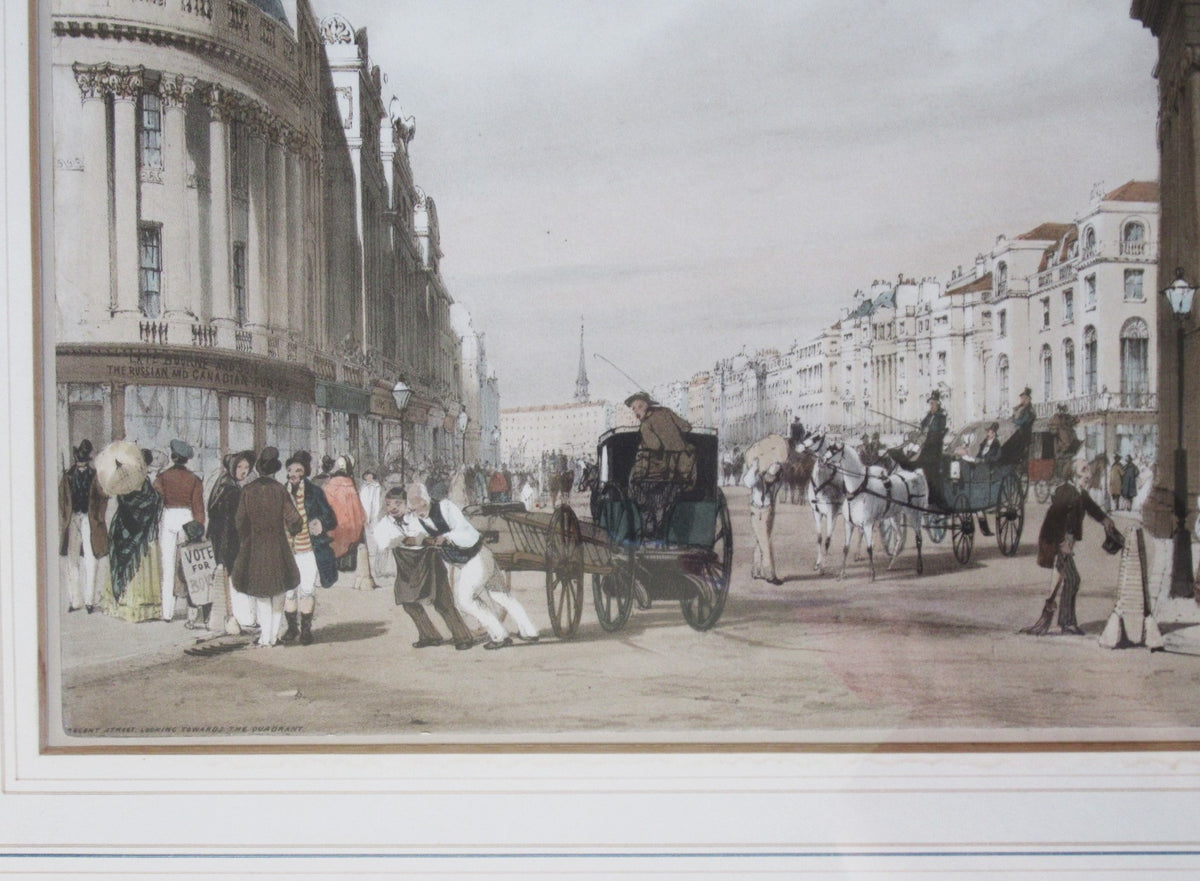 Original Thomas Shotter Boys 1842 hand coloured print, Regent Street, London