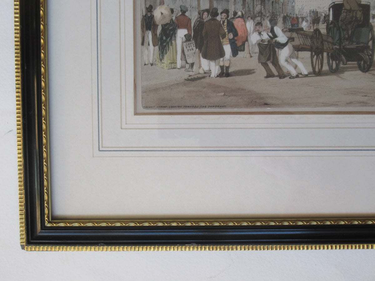 Original Thomas Shotter Boys 1842 hand coloured print, Regent Street, London