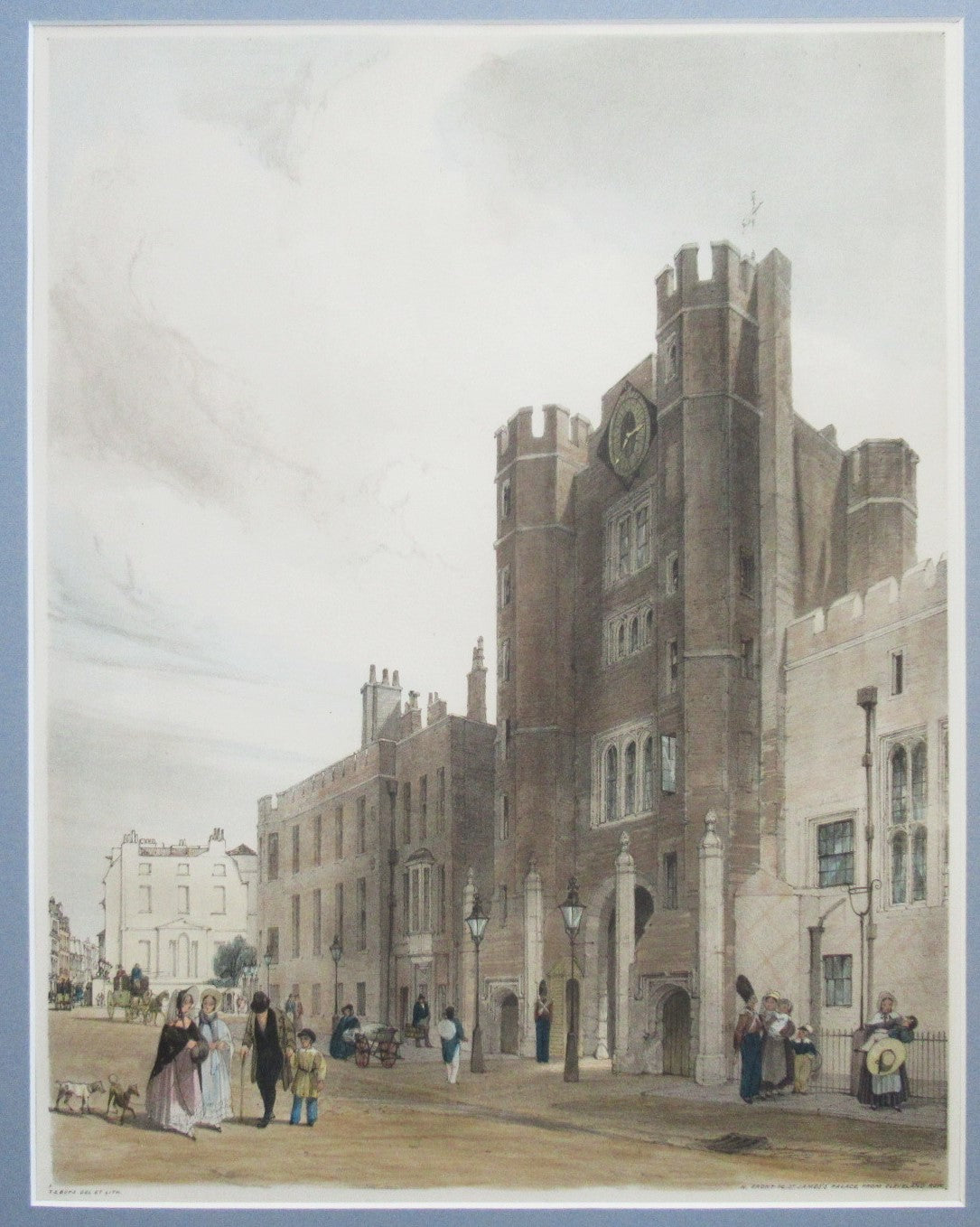 Original Thomas Shotter Boys 1842 hand coloured print, St James's Palace London