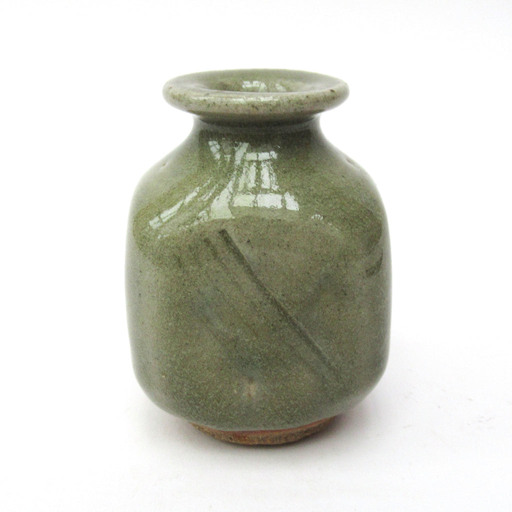 St Ives Pottery (Bernard Leach studio), stoneware bud vase, celadon glaze, c1970