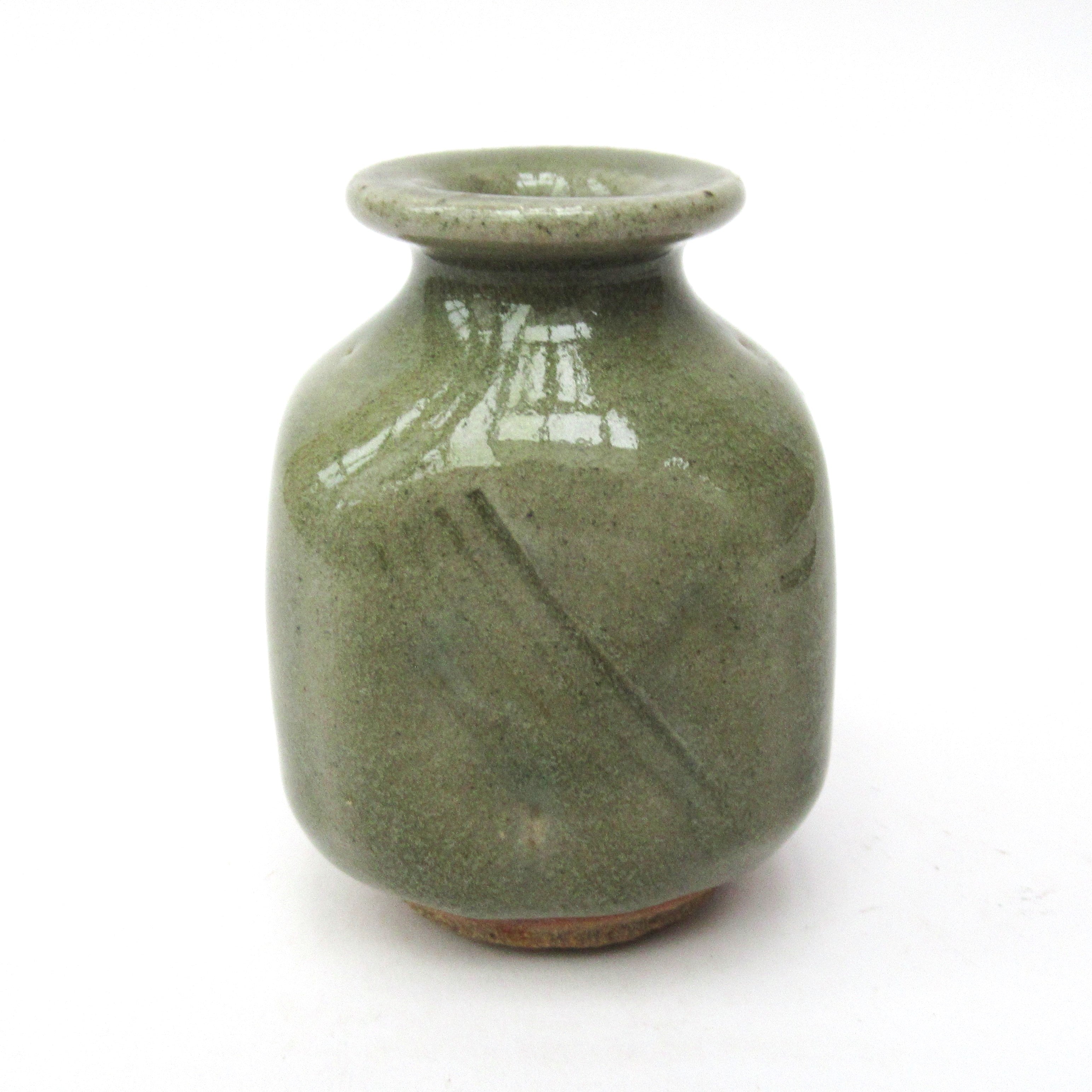 St Ives Pottery (Bernard Leach studio), stoneware bud vase, celadon glaze, c1970