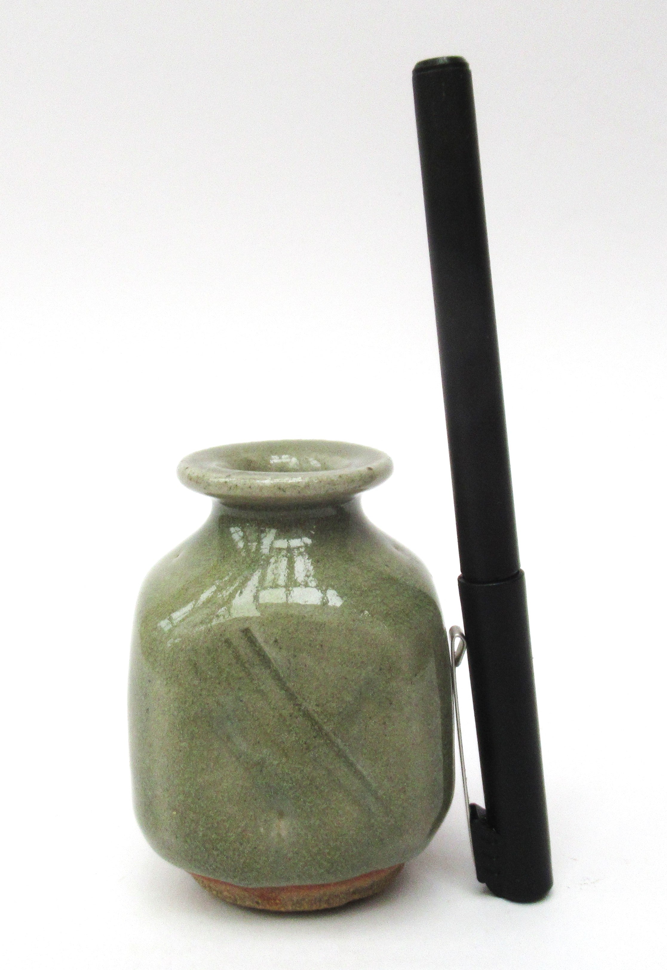 St Ives Pottery (Bernard Leach studio), stoneware bud vase, celadon glaze, c1970