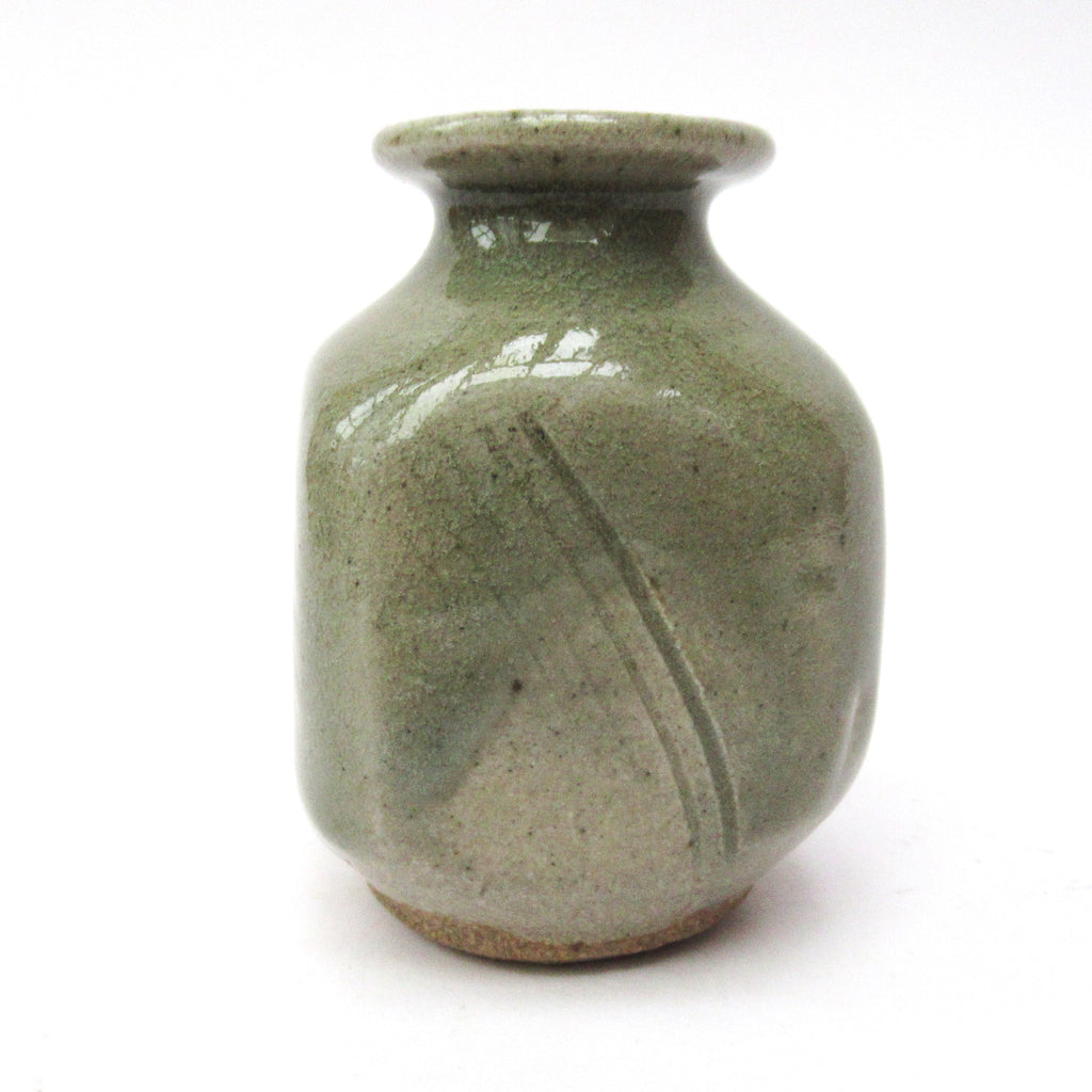 St Ives Pottery (Bernard Leach studio), stoneware bud vase, celadon glaze, c1970