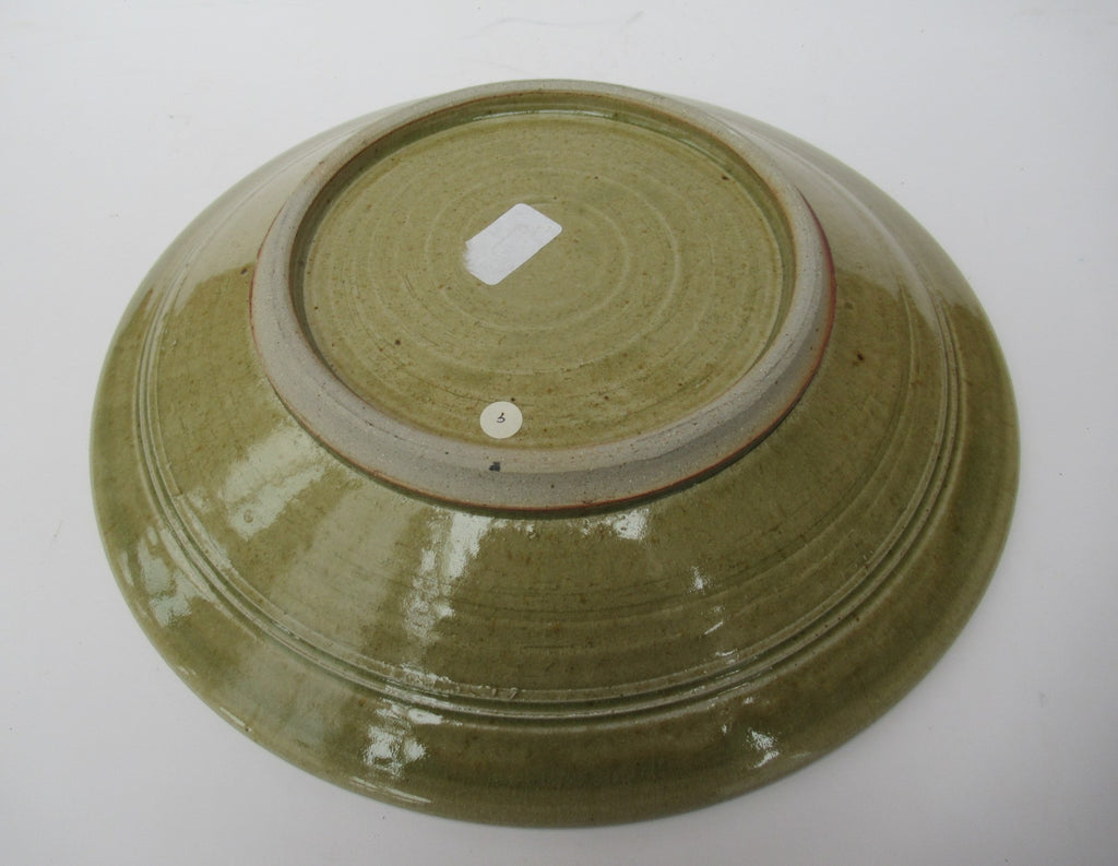 Stephen Parry, British studio pottery wood fired large shallow dish, c1990