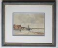 John Sutton, pen ink and watercolour painting, Blakeney Norfolk, c1960, framed