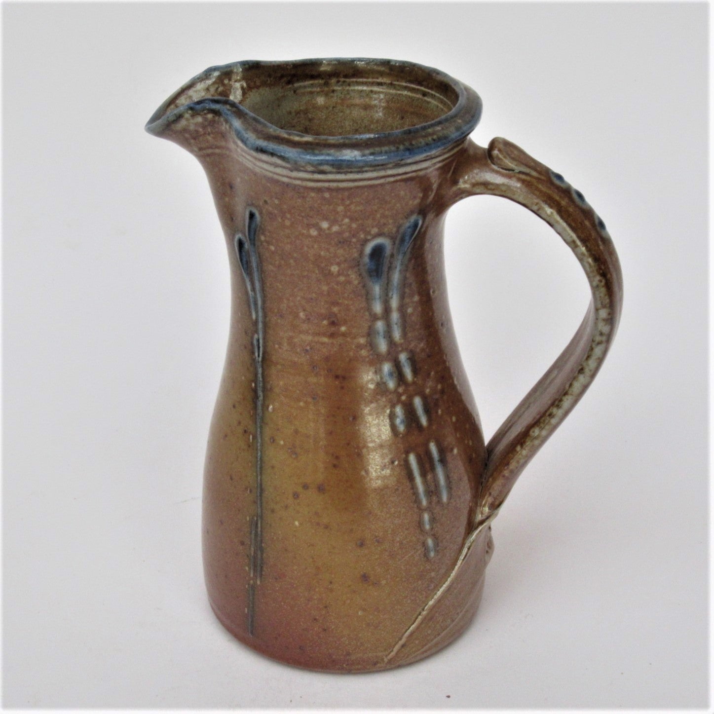 Toff Millway, British studio pottery salt glazed cream jug, c1995
