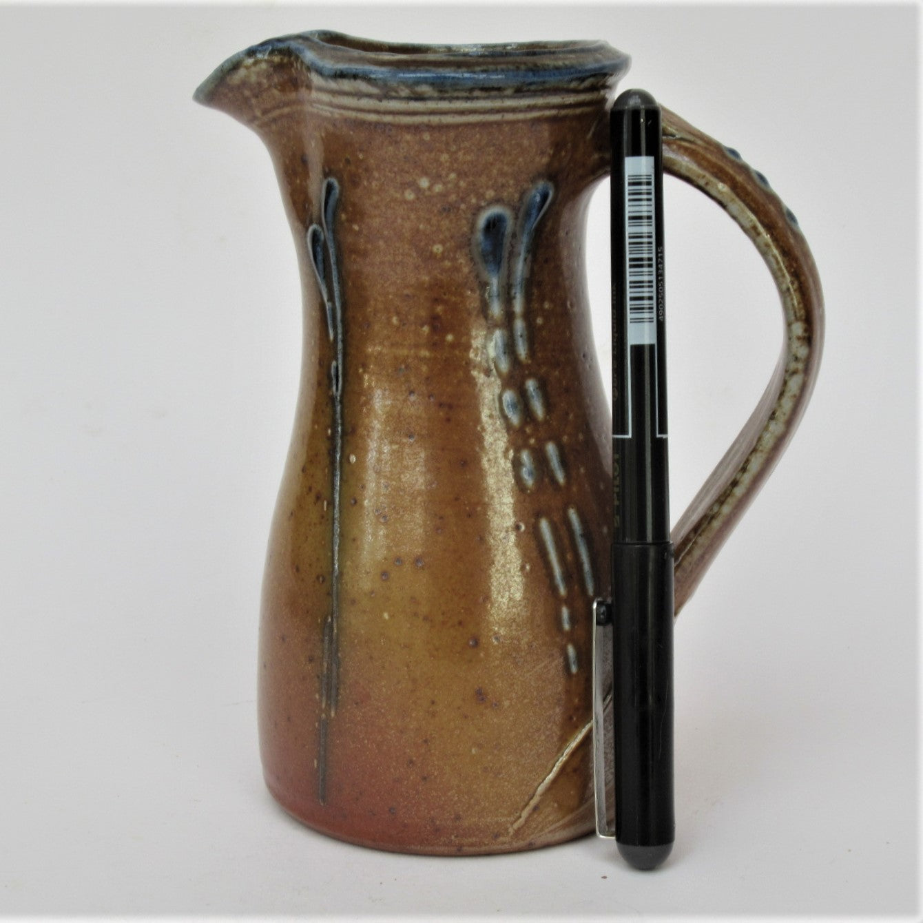 Toff Millway, British studio pottery salt glazed cream jug, c1995