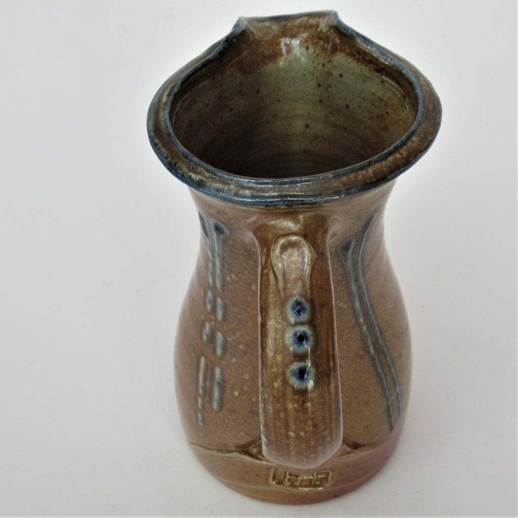 Toff Millway, British studio pottery salt glazed cream jug, c1995