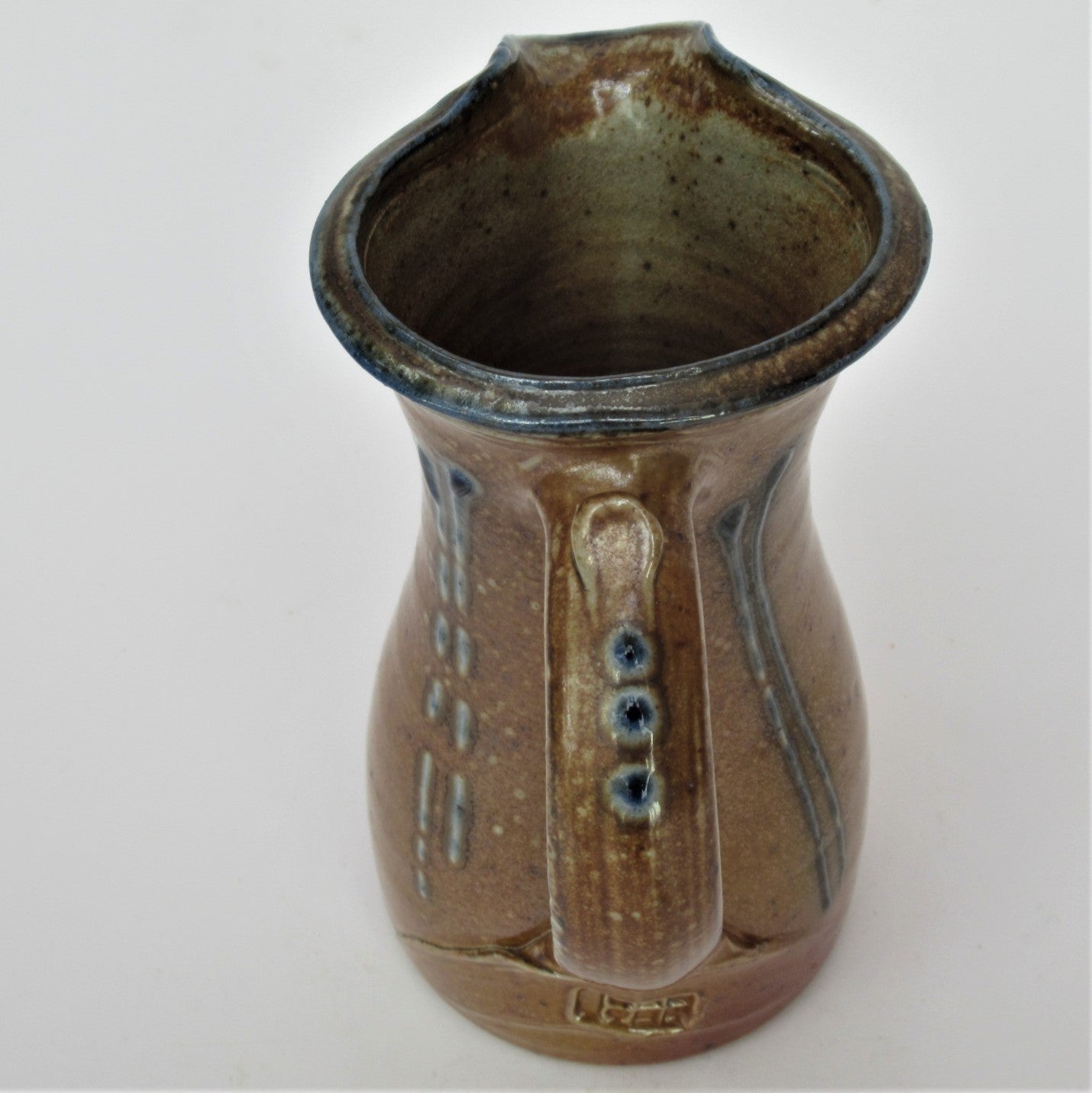 Toff Millway, British studio pottery salt glazed cream jug, c1995