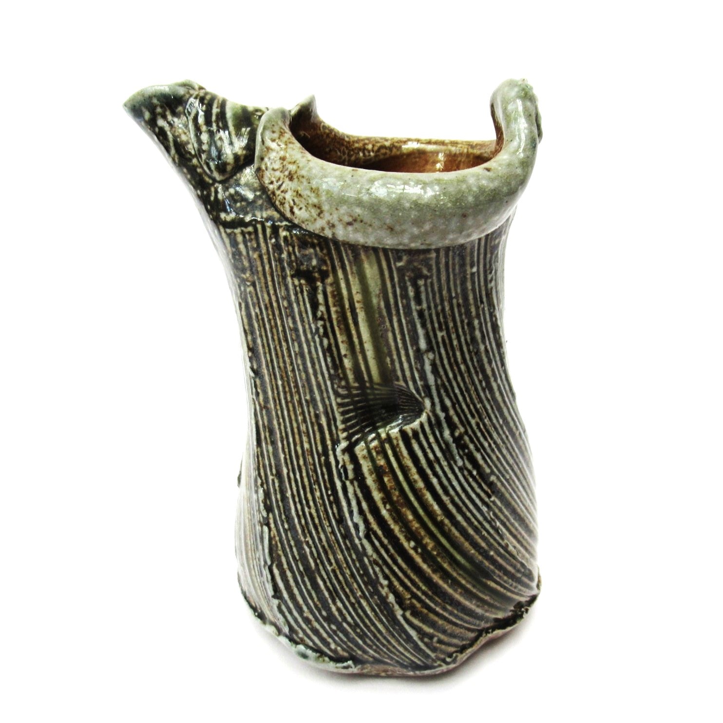 Ruthanne Tudball, British studio pottery soda glazed pouring jug, c1999