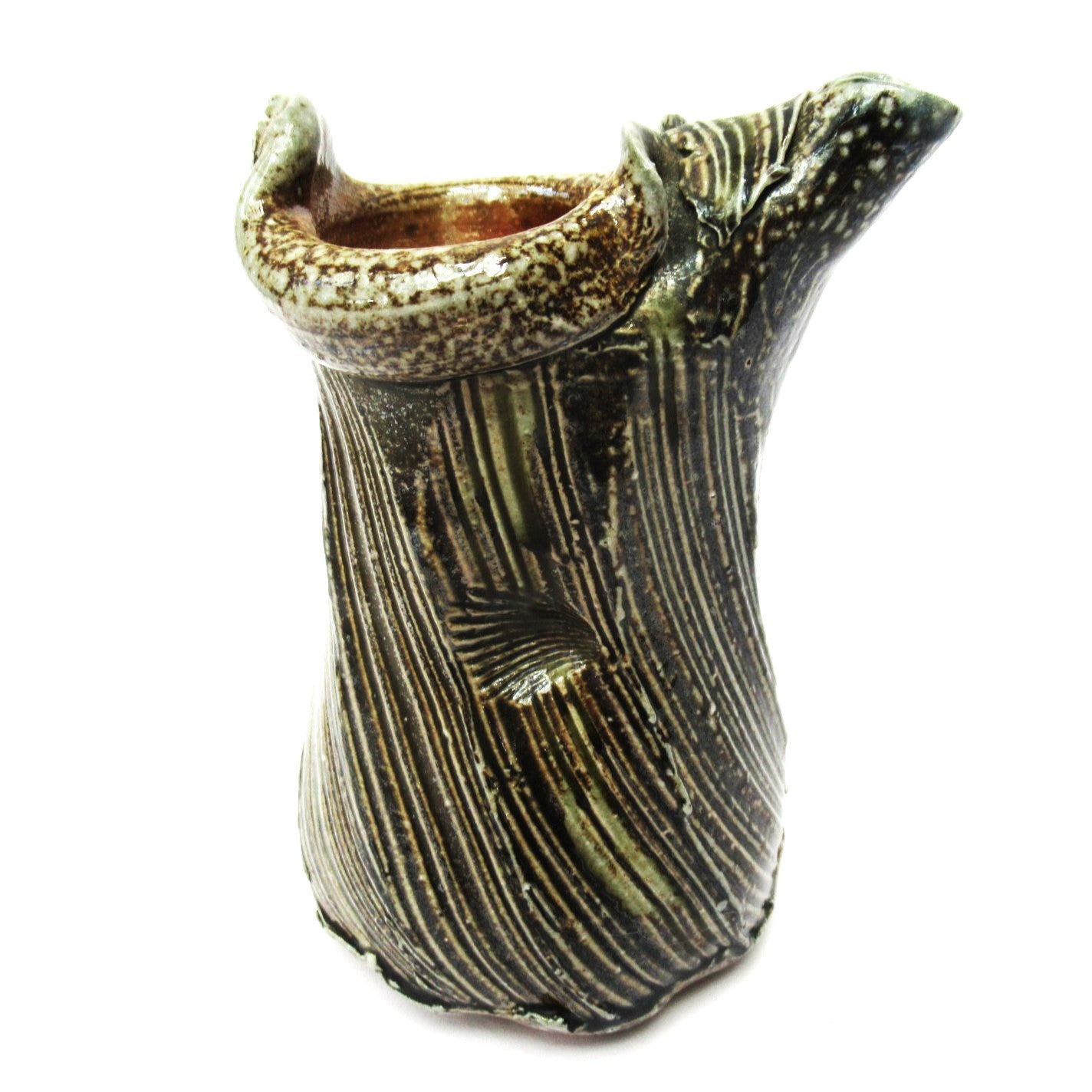 Ruthanne Tudball, British studio pottery soda glazed pouring jug, c1999
