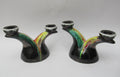 Vallauris French mid century Art Pottery c1950 pair of Candlesticks/lamp bases