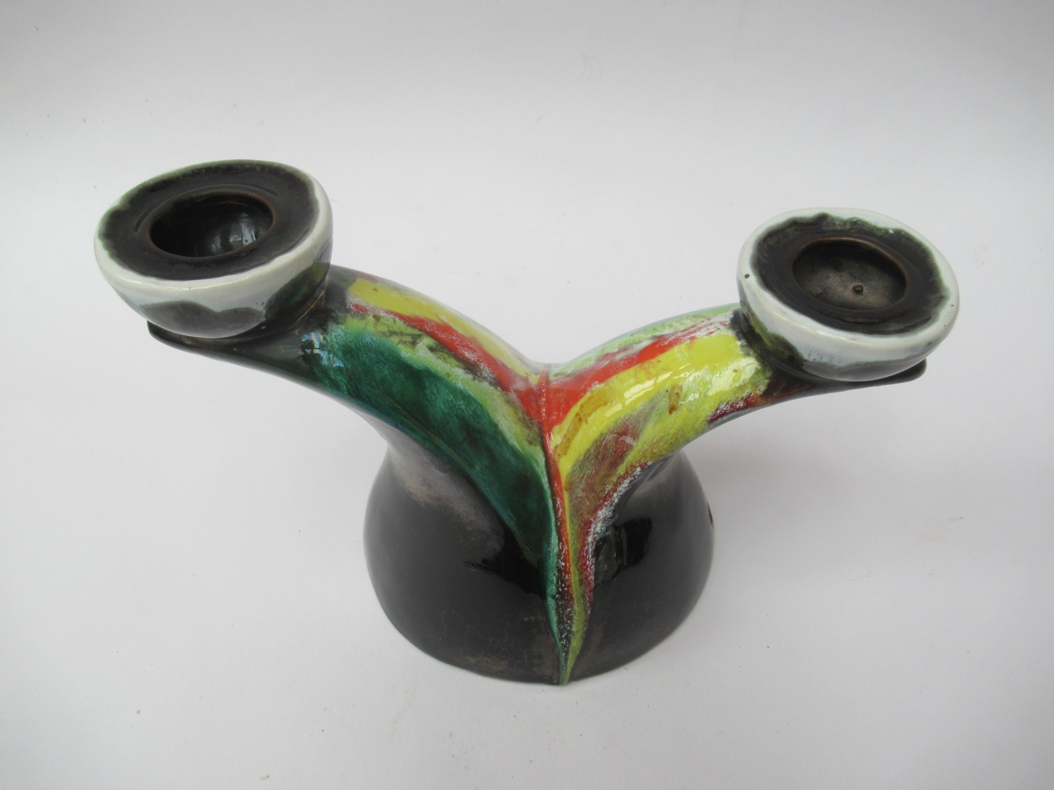 Vallauris French mid century Art Pottery c1950 pair of Candlesticks/lamp bases
