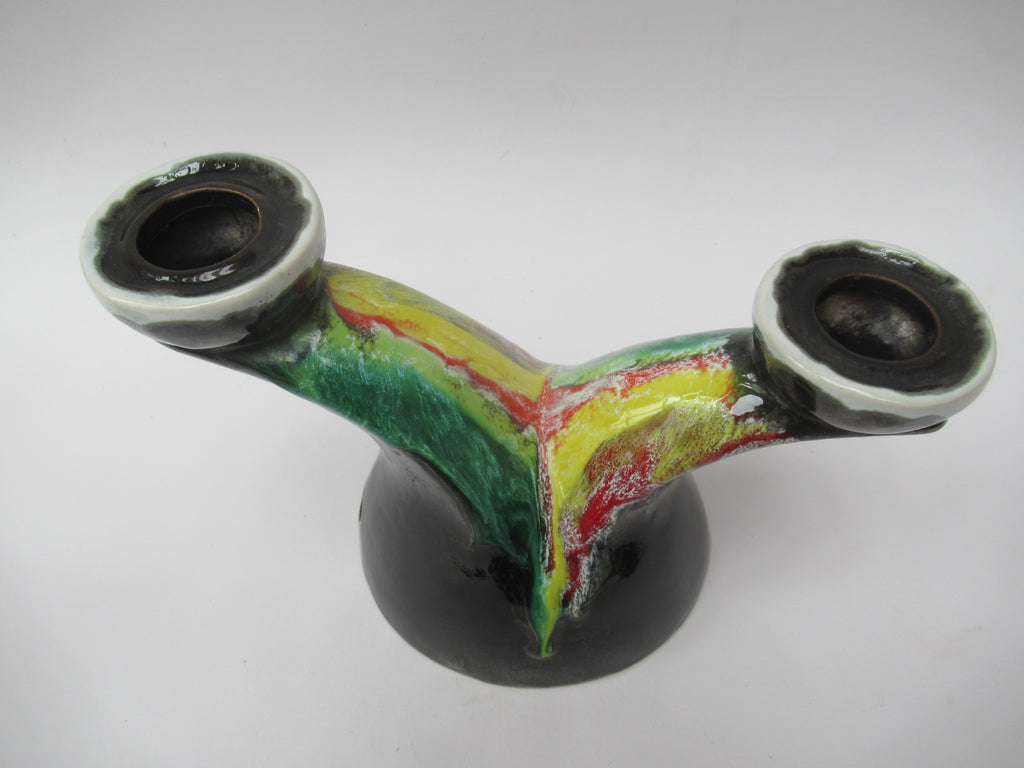 Vallauris French mid century Art Pottery c1950 pair of Candlesticks/lamp bases