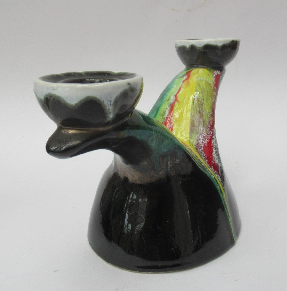 Vallauris French mid century Art Pottery c1950 pair of Candlesticks/lamp bases