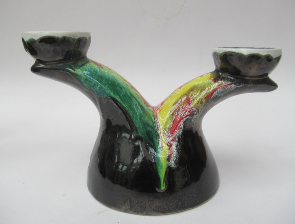 Vallauris French mid century Art Pottery c1950 pair of Candlesticks/lamp bases