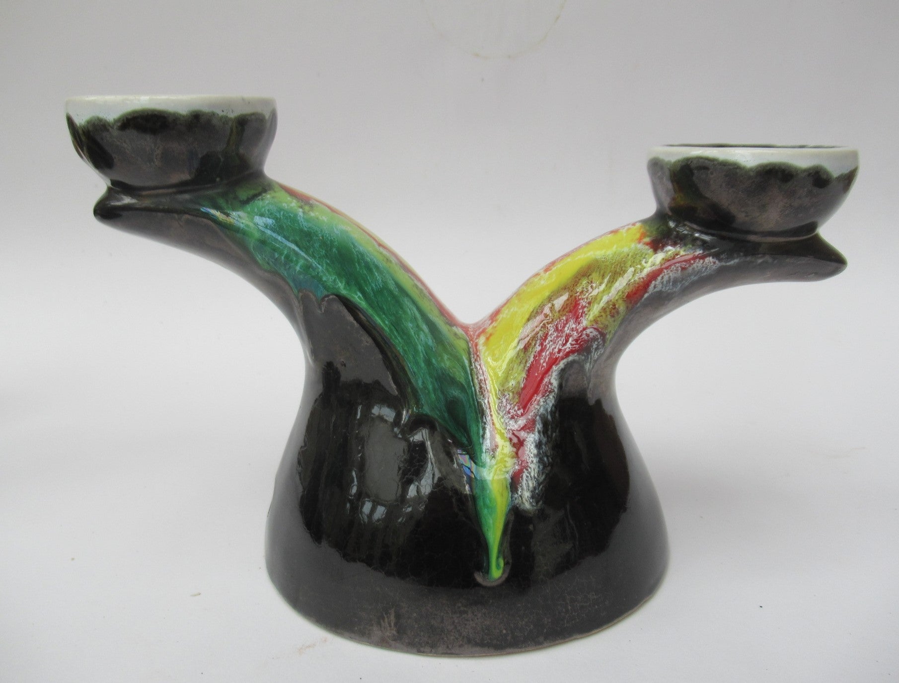 Vallauris French mid century Art Pottery c1950 pair of Candlesticks/lamp bases