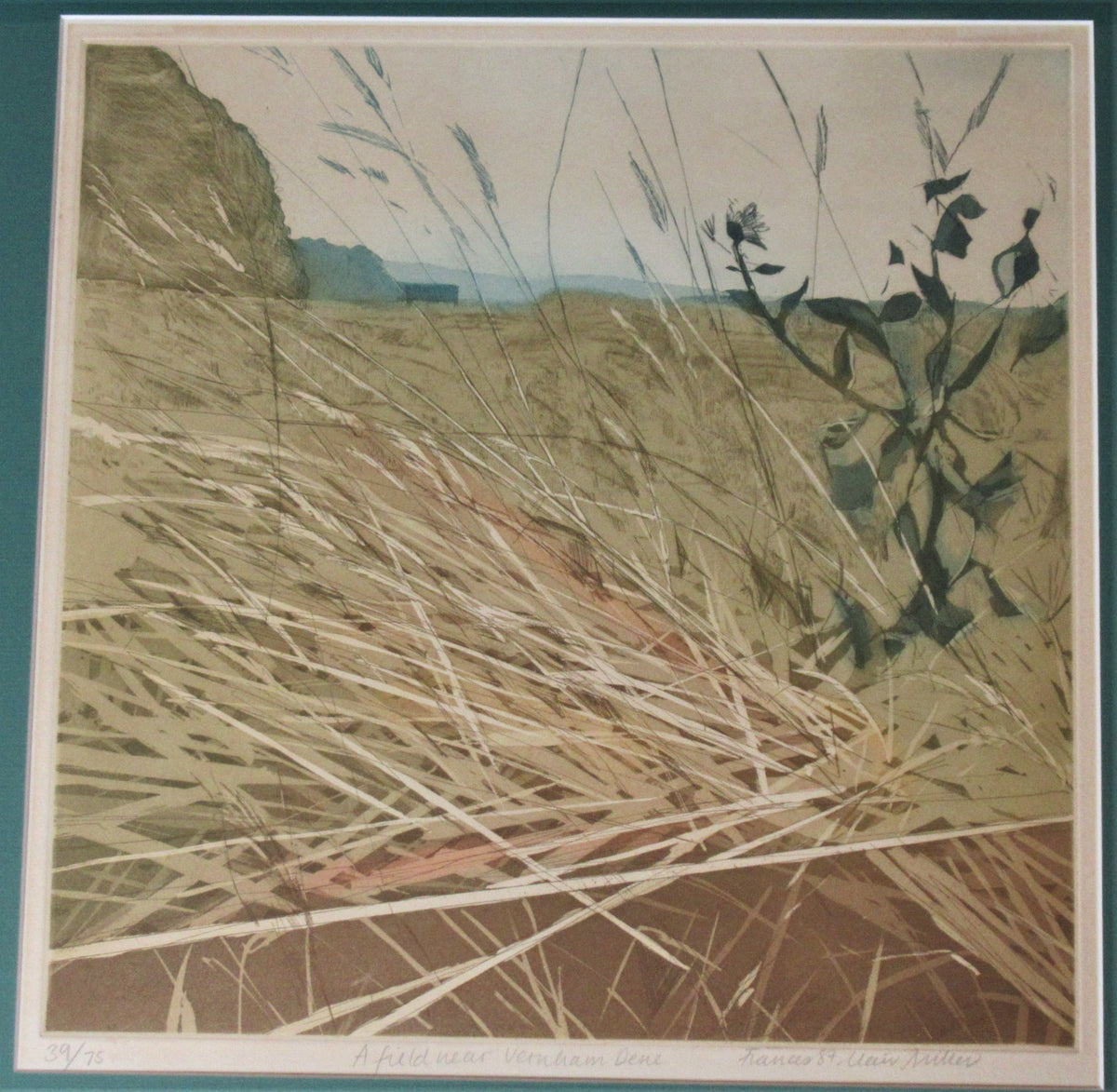 Frances St. Clair Miller 1972 original signed print, Field near Vernham Dene