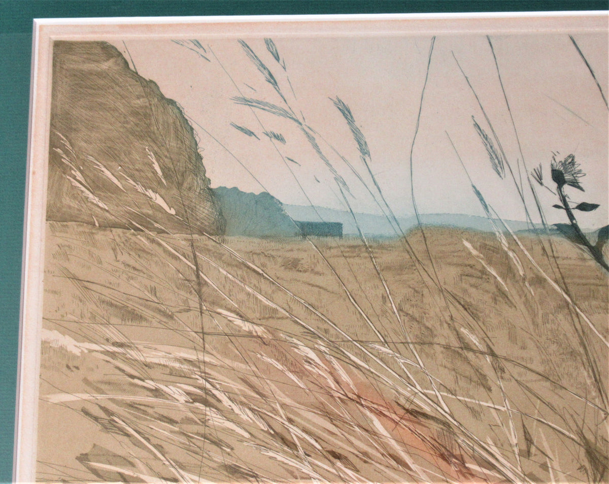 Frances St. Clair Miller 1972 original signed print, Field near Vernham Dene
