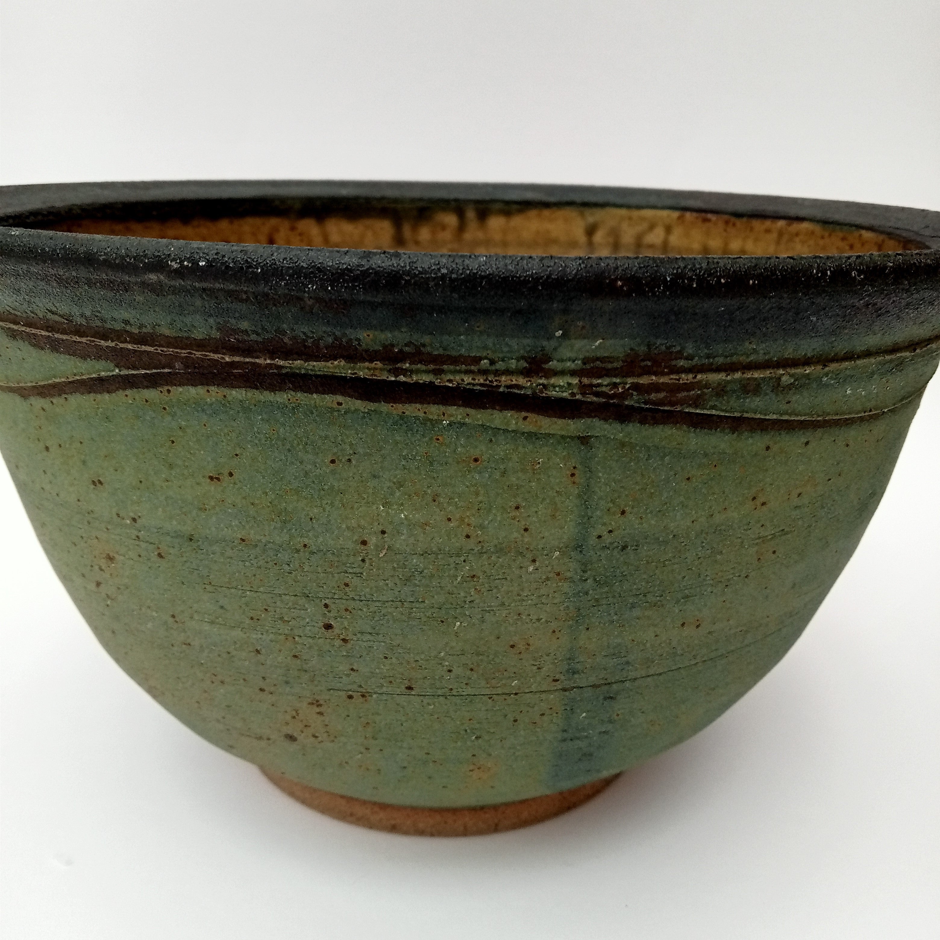 Walter Keeler vintage studio pottery stoneware salad bowl, early work, c1975
