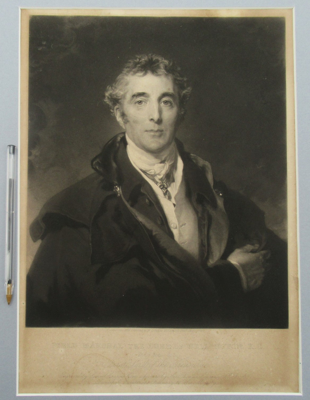 Antique 1828 print, The Duke of Wellington, mezzotint after Thomas Lawrence