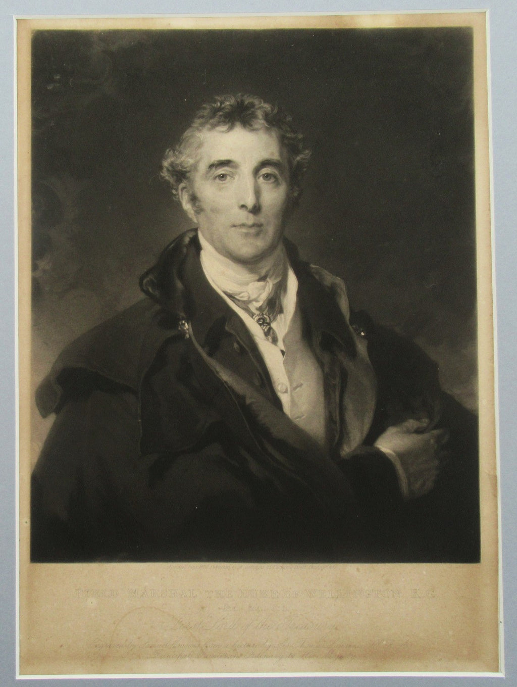 Antique 1828 print, The Duke of Wellington, mezzotint after Thomas Lawrence