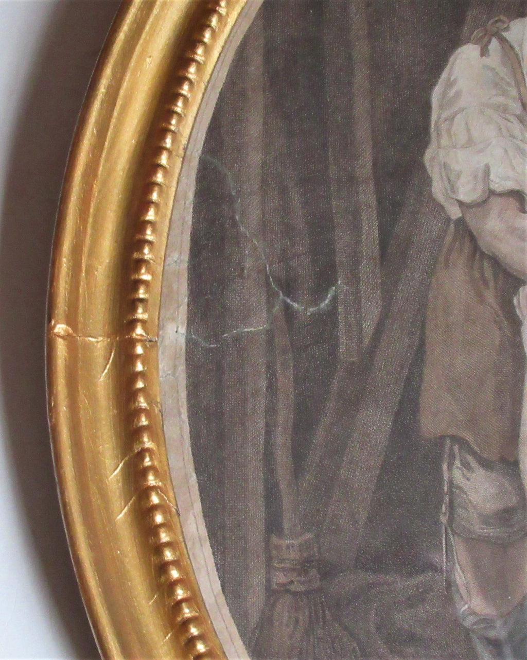 Antique 1787 print in period frame, Love in a Mill, Delatre after Wheatley