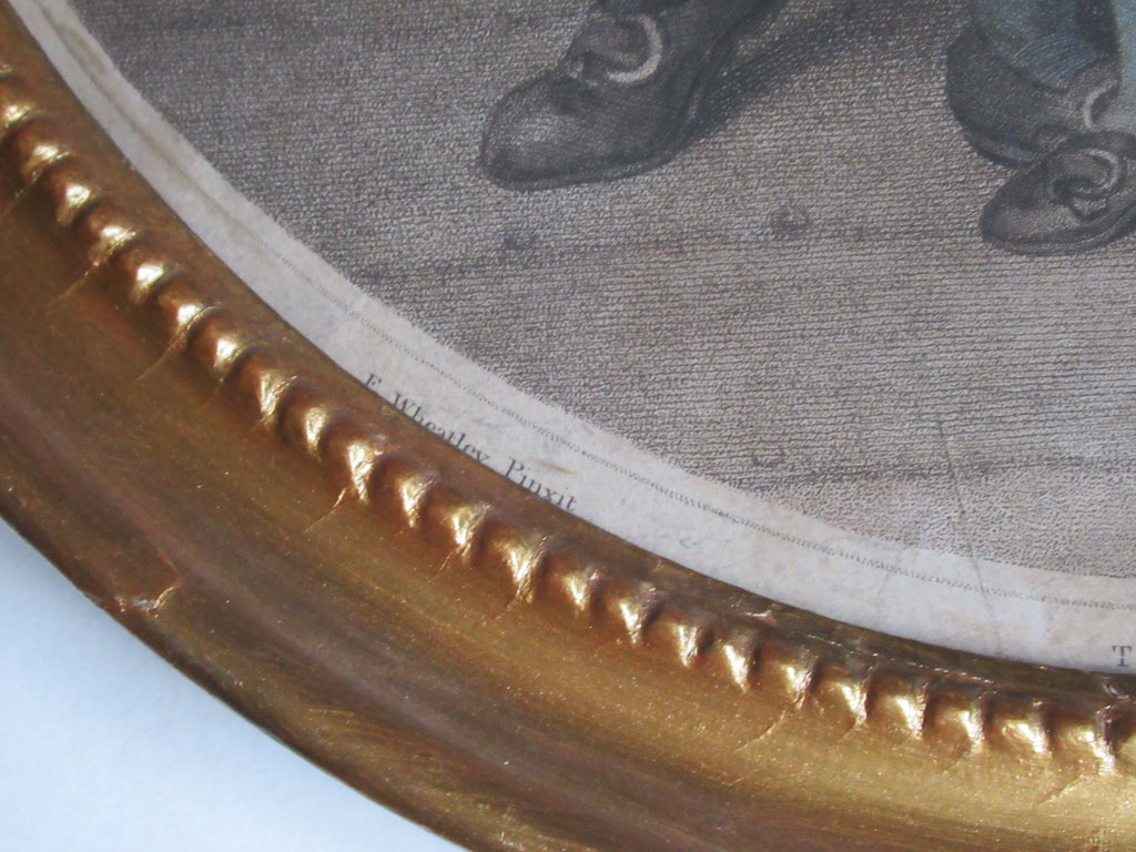 Antique 1787 print in period frame, Love in a Mill, Delatre after Wheatley
