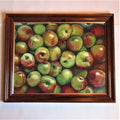 R Whiteley, Box of Apples, oil on board, c1975, framed