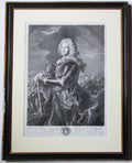 Antique engraved print, Wille/Rigaud, Duke of Belle-Isle 1743 , period frame