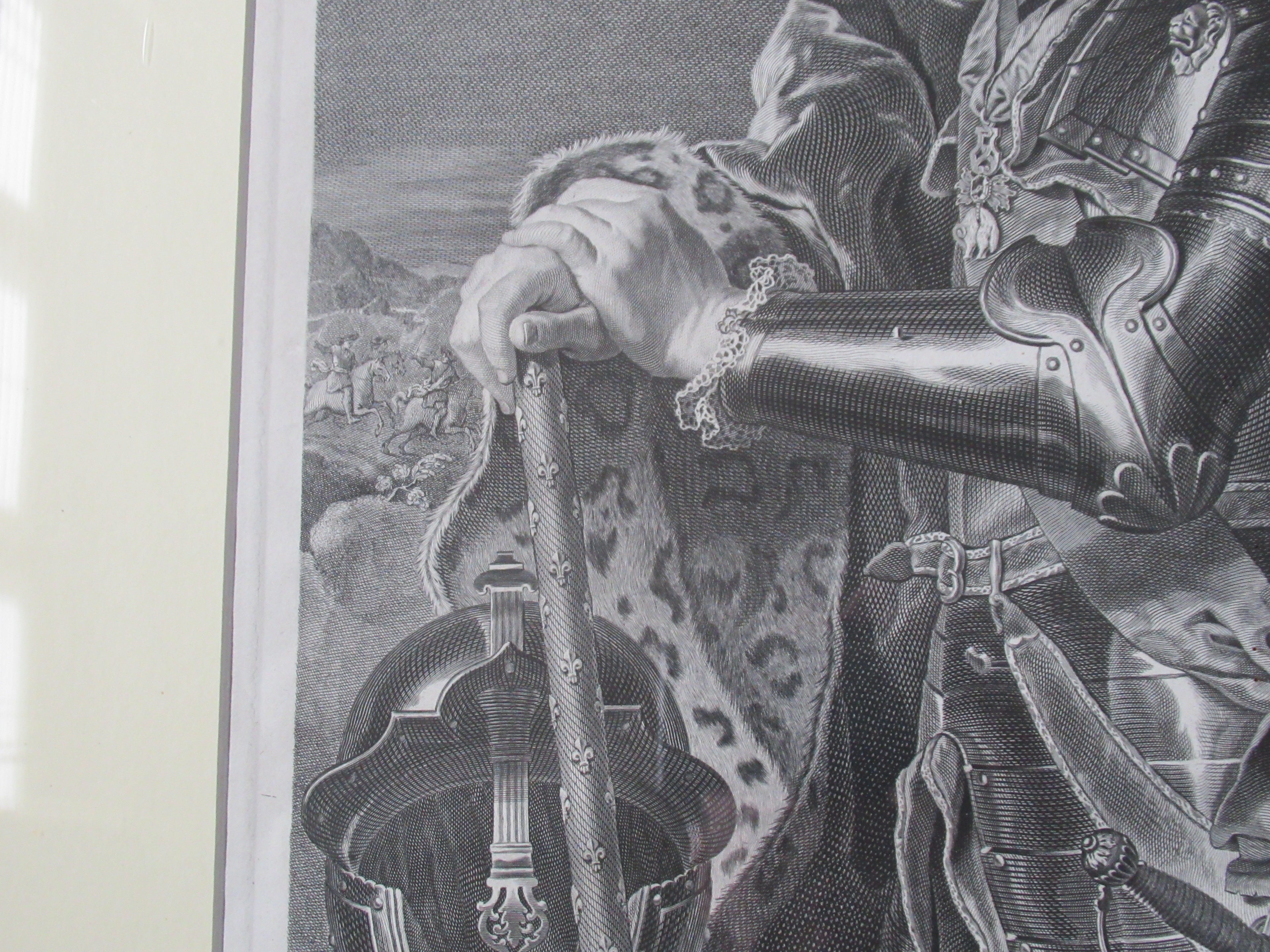 Antique engraved print, Wille/Rigaud, Duke of Belle-Isle 1743 , period frame