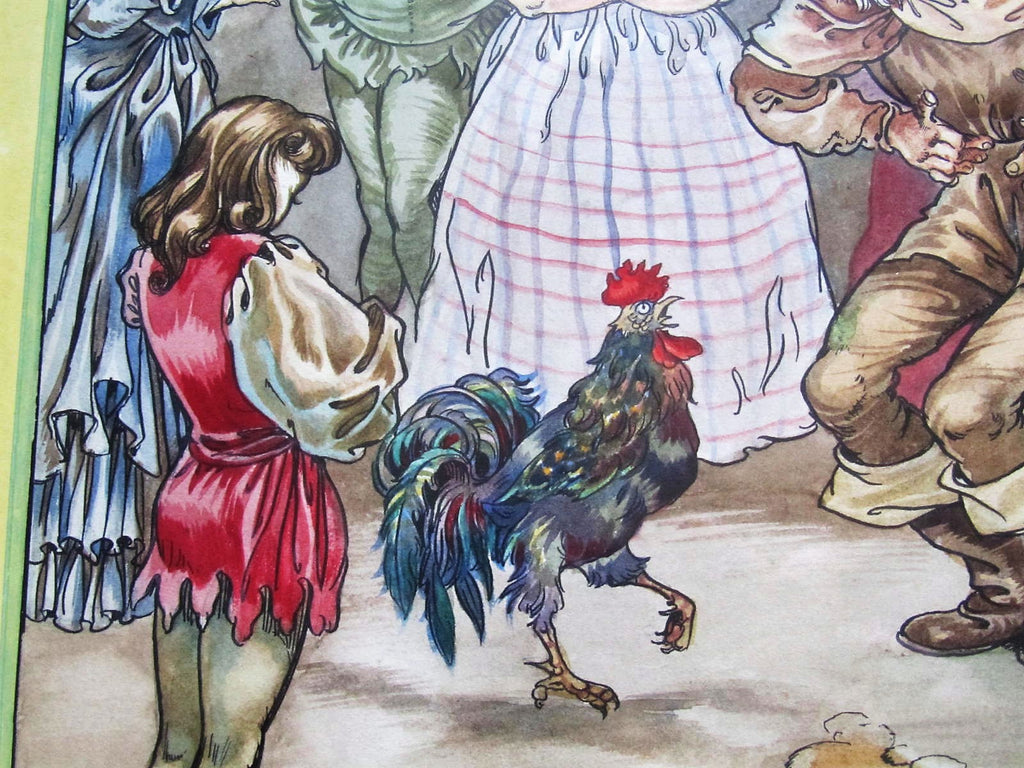 Original 1946 watercolour painting, The Wonderful Cockerel, G E Mottram, framed
